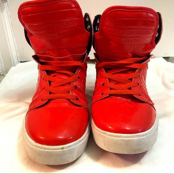 Supra Mens Skytop Shoe Size 8 US Red PVC Sneaker - Picture 2 of 6